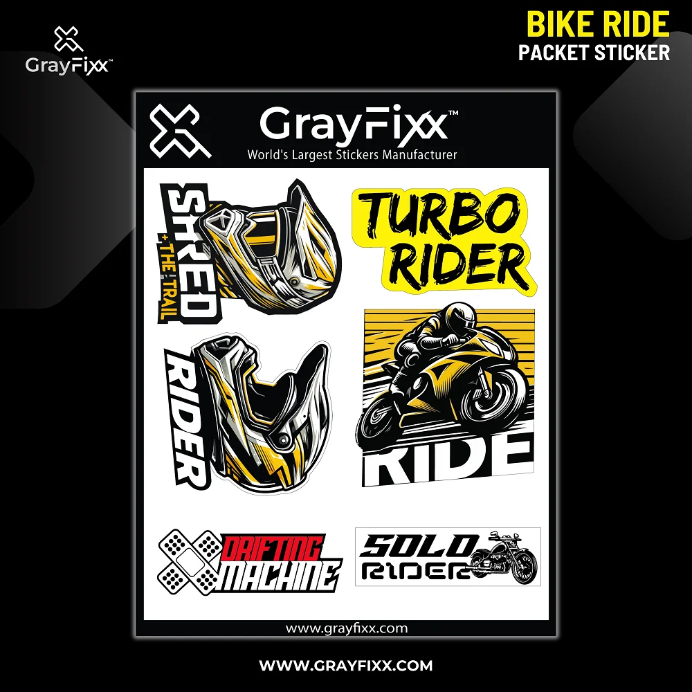 Bike Rider Packet Sticker | Printed In Premium Gloss Vinyl With FPF(Fade Protection Film), Water Proof, Precut Sticker, Pack Of 1, Size 2.0 